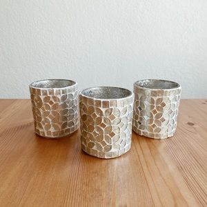Mosaic Glass Votive Set of 3